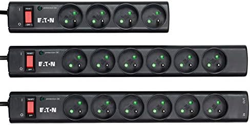 41+u7GaWQyL._AC_ Eaton Multiprise/Parafoudre - Eaton Protection Strip 6 FR - PS6F - 6 prises FR - Noir – Image 1