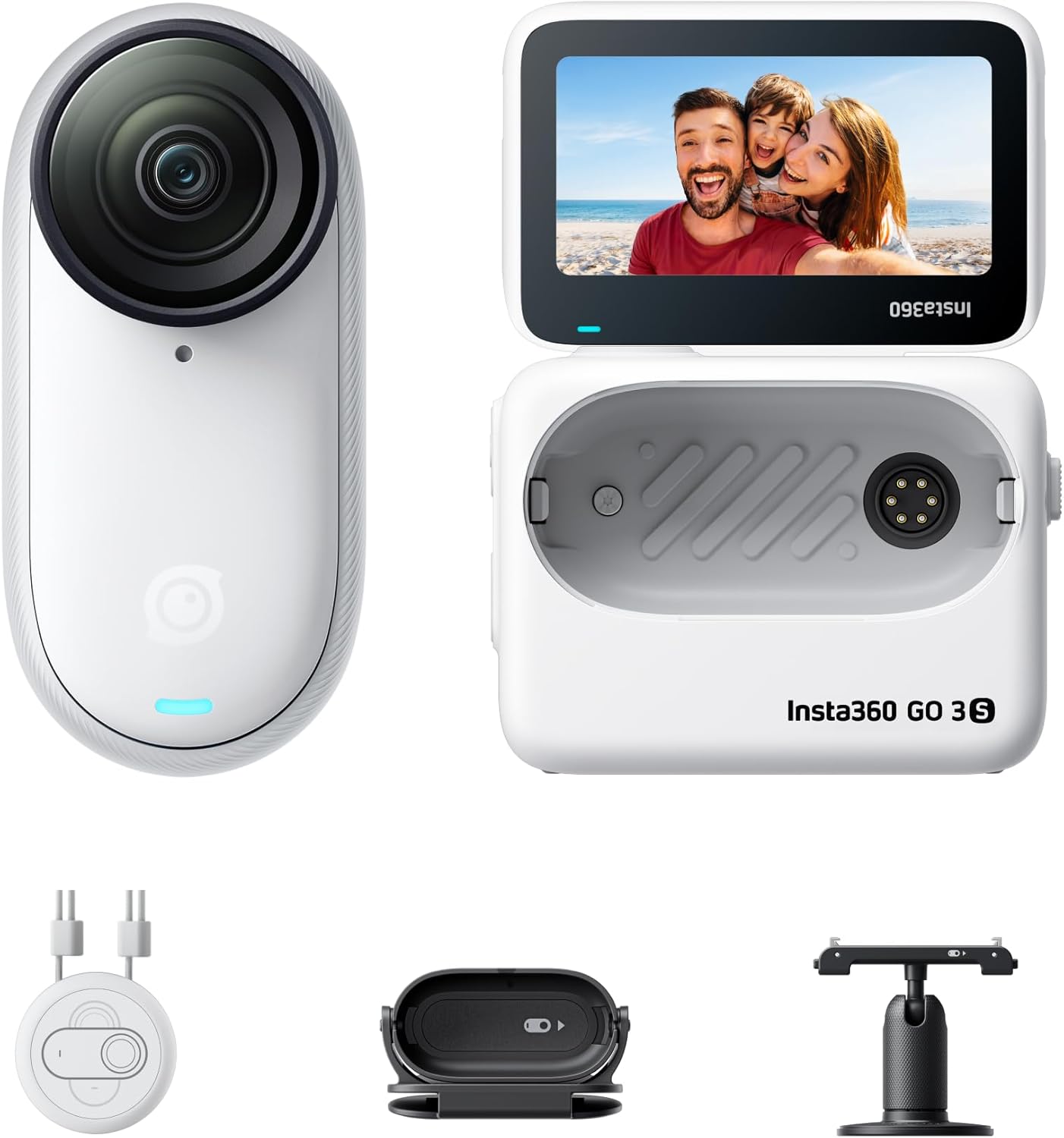 71ti3cYFEwL._AC_SL1500_ Insta360 GO 3S Blanc Arctique (64GB) - Petite caméra de vlog 4K, POV Mains Libres, Montage – Image 1